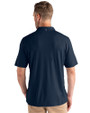 Back profile view of a man wearing a Navy Blue Cutter & Buck Coastline Epic Comfort Eco Recycled Mens Polo