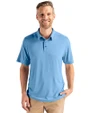 Front profile view of a man wearing an Atlas Cutter & Buck Coastline Epic Comfort Eco Recycled Mens Polo