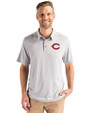 Cincinnati Reds Cutter & Buck Coastline Epic Comfort Recycled Mens Polo CONCRETE Front