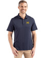 Michigan Wolverines College Vault Cutter & Buck Coastline Epic Comfort Recycled Mens Polo Navy Blue Front