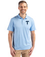 Tulsa Drillers Cutter & Buck Coastline Epic Comfort Recycled Mens Polo Atlas Light Blue Front