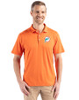 Miami Dolphins Historic Cutter & Buck Coastline Recycled Double Peached Mens Polo College Orange Front