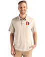 Denver Broncos Historic Cutter & Buck Coastline Recycled Double Peached Mens Polo Wheat Front