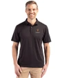 Harvard Crimson Cutter & Buck Coastline Epic Comfort Recycled Mens Polo Black Front