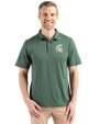 Michigan State Spartans Cutter & Buck Coastline Epic Comfort Recycled Mens Polo Hunter Green Front