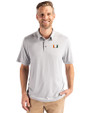 Miami Hurricanes Cutter & Buck Coastline Epic Comfort Recycled Mens Polo CONCRETE Front