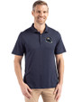 Denver Broncos NFL Helmet Cutter & Buck Coastline Epic Comfort Recycled Mens Polo Navy Blue Front