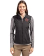 Midwestern State Mustangs Cutter & Buck Stealth Hybrid Quilted Womens Full Zip Windbreaker Jacket Black Front
