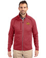 Midwestern State Mustangs Cutter & Buck Mainsail Sweater-Knit Mens Full Zip Jacket Cardinal Red Heather Front