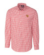 Midwestern State Mustangs Cutter & Buck Easy Care Stretch Gingham Mens Long Sleeve Button Down Shirt Cardinal Red Mannequin