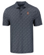 Oklahoma State Cowboys Wrestling Pete Cutter & Buck Pike Eco Pebble Print Stretch Recycled Mens Polo Black/White Mannequin