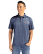 Kansas City Royals Stars & Stripes Cutter & Buck Pike Eco Pebble Print Stretch Recycled Mens Polo Navy Blue/White Front