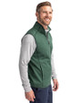 NDSU Bison Vintage Cutter & Buck Mainsail Sweater-Knit Mens Full Zip Vest Hunter Heather Side