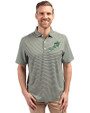 NDSU Bison Vintage Cutter & Buck Forge Eco Double Stripe Stretch Recycled Mens Polo Hunter/White Front