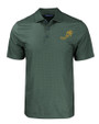 NDSU Bison Vintage Cutter & Buck Pike Eco Tonal Geo Print Stretch Recycled Mens Polo Hunter Green Mannequin