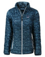 New Hampshire Wildcats College Vault Cutter & Buck Rainier PrimaLoft® Womens Eco Insulated Full Zip Printed Puffer Jacket Dark Navy Mannequin
