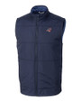 Carolina Panthers Americana Cutter & Buck Stealth Hybrid Quilted Mens Big and Tall Windbreaker Vest Liberty Navy Mannequin