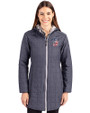 Seattle Mariners Stars & Stripes Cutter & Buck Rainier PrimaLoft®  Womens Eco Insulated Hooded Long Coat Anthracite Melange Front