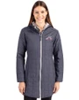 Atlanta Braves Stars & Stripes Cutter & Buck Rainier PrimaLoft®  Womens Eco Insulated Hooded Long Coat Anthracite Melange Front