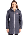 San Francisco Giants Stars & Stripes Cutter & Buck Rainier PrimaLoft®  Womens Eco Insulated Hooded Long Coat Anthracite Melange Front