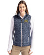 Quinnipiac Bobcats Cutter & Buck Rainier PrimaLoft® Womens Eco Insulated Full Zip Printed Puffer Vest Dark Navy Front