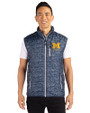 Michigan Wolverines Alumni Cutter & Buck Rainier PrimaLoft® Mens Eco Insulated Full Zip Printed Puffer Vest Dark Navy Front
