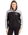 Carolina Panthers NFL Helmet Cutter & Buck Charter Eco Recycled Womens Anorak Jacket Black/Polished Front