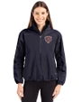 Chicago Bears Historic Cutter & Buck Charter Recycled Packable Womens Half Zip Anorak Jacket Navy Blue Front