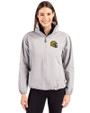 Green Bay Packers NFL Helmet Cutter & Buck Charter Eco Recycled Womens Anorak Jacket Polished Medium Gray Front