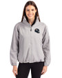 Denver Broncos NFL Helmet Cutter & Buck Charter Eco Recycled Womens Full-Zip Jacket Polished Medium Gray Front