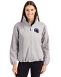 Los Angeles Rams NFL Helmet Cutter & Buck Charter Eco Recycled Womens Full-Zip Jacket Polished Medium Gray Front