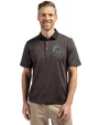 Detroit Lions NFL Helmet Cutter & Buck Virtue Eco Pique Micro Stripe Recycled Mens Polo Black/Elemental Grey Front