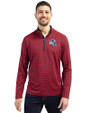 Buffalo Bills NFL Helmet Cutter & Buck Virtue Eco Pique Micro Stripe Recycled Mens Big & Tall Quarter Zip Red/Navy Blue Front