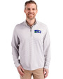 Seattle Seahawks Historic Cutter & Buck Virtue Eco Pique Micro Stripe Recycled Mens Quarter Zip Polished/White Front