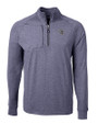 New England Patriots NFL Helmet Cutter & Buck Adapt Eco Knit Heather Mens Big & Tall Quarter Zip Pullover Navy Blue Heather Mannequin