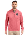 Atlanta Falcons NFL Helmet Cutter & Buck Adapt Eco Knit Heather Mens Big & Tall Quarter Zip Pullover Cardinal Red Heather Front