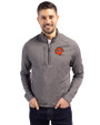 Cincinnati Bengals Historic Cutter & Buck Adapt Eco Knit Heather Mens Big & Tall Quarter Zip Pullover Black Heather Front