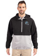 Detroit Lions NFL Helmet Cutter & Buck Charter Eco Recycled Mens Anorak Jacket Black/Polished Front