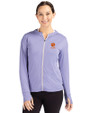Clemson Tigers Alumni Cutter & Buck Daybreak Eco Recycled Womens Full Zip Hoodie Hyacinth Front