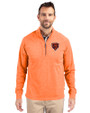 Chicago Bears Historic Cutter & Buck Adapt Eco Knit Heather Mens Quarter Zip Pullover College Orange Heather Front