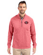 San Francisco 49ers Historic Cutter & Buck Adapt Eco Knit Heather Mens Quarter Zip Pullover Cardinal Red Heather Front