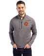 Cincinnati Bengals Historic Cutter & Buck Adapt Recycled Soft Knit Stretch Mens Heathered Quarter Zip Pullover  Black Heather Front