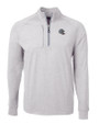 New England Patriots NFL Helmet Cutter & Buck Adapt Eco Knit Heather Mens Quarter Zip Pullover Polished Heather Mannequin