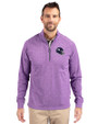 Minnesota Vikings NFL Helmet Cutter & Buck Adapt Eco Knit Heather Mens Quarter Zip Pullover College Purple Heather Front