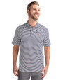 Kansas City Royals Stars & Stripes Cutter & Buck Virtue Eco Pique Stripe Recycled Mens Polo Navy Blue Front