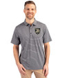 Army Black Knights Cutter & Buck Forge Eco Heather Stripe Stretch Recycled Mens Big & Tall Polo Black Heather Front