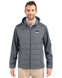 UConn Huskies - Cutter & Buck Evoke Hybrid Eco Softshell Recycled Full Zip Mens Big & Tall Hooded Jacket Elemental Grey Front