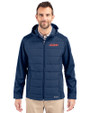 UConn Huskies Cutter & Buck Evoke Hybrid Eco Softshell Recycled Full Zip Mens Big & Tall Hooded Jacket Navy Blue Front