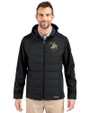 Army Black Knights Cutter & Buck Evoke Hybrid Eco Softshell Recycled Full Zip Mens Big & Tall Hooded Jacket Black Front