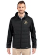 Army Black Knights Cutter & Buck Evoke Hybrid Softshell Recycled Full Zip Mens Hooded Jacket Black Front